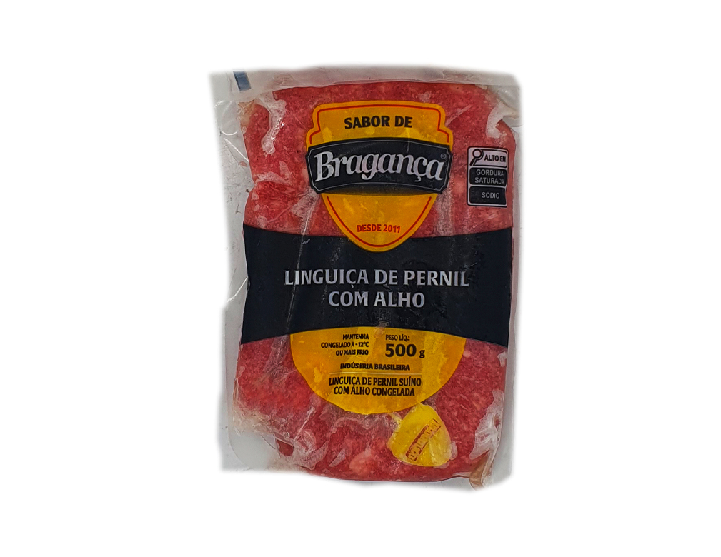 LINGUIÇA SUÍNA CONGELADA COM ALHO SABOR DE BRAGANÇA 500 G (CX 10 PCT)